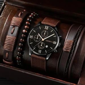 PACK MONTRE Ensemble 4 pcs Montre luxe Homme Militaire élégant