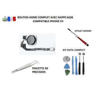 Bouton Home + Nappe Flex Complet Pour IPhone 5S - Noir - Neuf Sous Blister