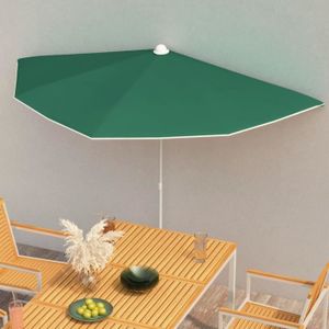 PARASOL Demi-parasol de jardin avec mât 180x90 cm Vert