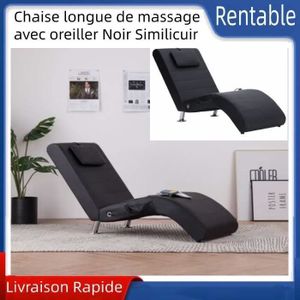 CHAISE LONGUE Chaise longue de massage avec oreiller Noir Similicuir Vogue LEC