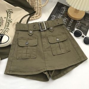 JUPE Mini jupe taille haute de style coréen pour femmes avec ceinture,culotte courte,streetwear Y2K,grandes poches,jupes [F227330931]