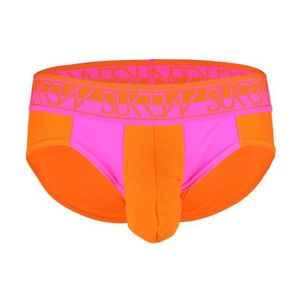 CULOTTE - SLIP Sukrew - Sous-vêtement Hommes - Slips Homme - Bloc Brief Orange/Pink - Orange