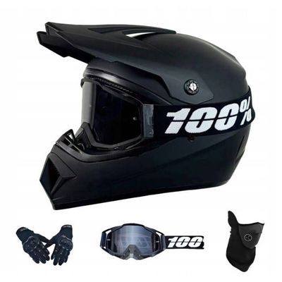 Casque intégral pour moto, AProsp Noir vif, casque tout-terrain pour quad, casque de descente pour VTT, ensemble de quatre pièces