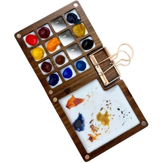 Mini Palette Aquarelle Portable - Kit Voyage Pliable Avec Carnet Et Pinceaux Pour Artistes