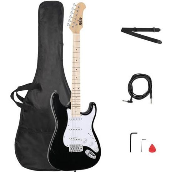 Sangle De Guitare Réglable Noire + 10 Médiators + 3 Supports - Nylon - 86 Cm - Pour Guitare/basse/ukulélé