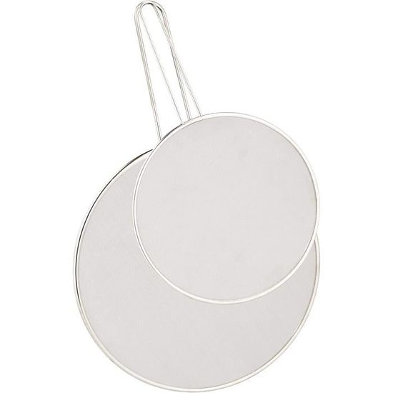 2 Couvercles Anti-projections Acier Inoxydable - 13 Et 10 Cm, Avec Poignée, Pour Poêle Et Wok