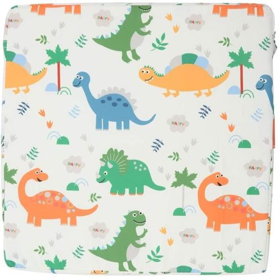 Réhausseur Chaise Enfant Coussin Dinosaure Noir - 32x32x8 Cm, Sangles Antidérapantes, Housse Lavable - Pour Enfants Dès 2 Ans