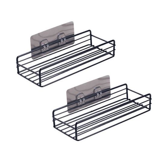 SEWOART Panier De Rangement Mural En Métal Noir Multifonctionnel, Étagère Suspendue En Fil De Fer, Installation Sans Perçage, Cuisine Et Salle De Bain, Rangement Mural Pratique