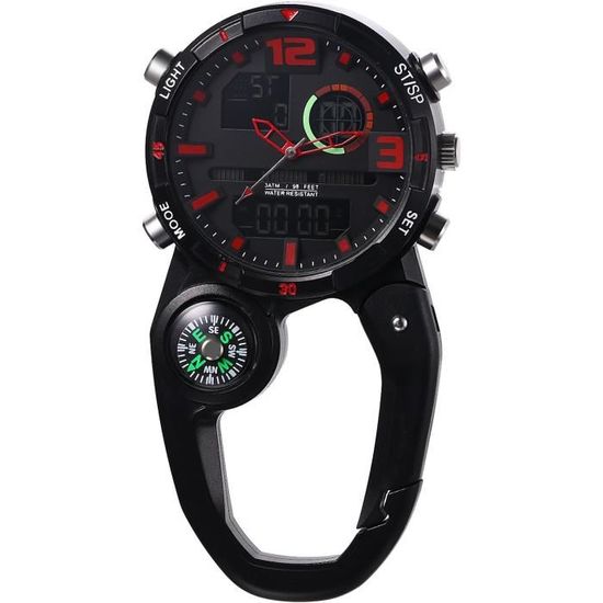 Montre Mousqueton JewelryWe - Analogique, étanche 1ATM, Luminescente, Pour Sac à Dos