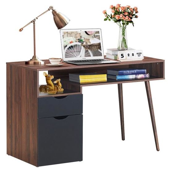 Bureau Informatique Yaheetech - Bois Blanc - 4 Tiroirs - 106x53x90 Cm - Neuf