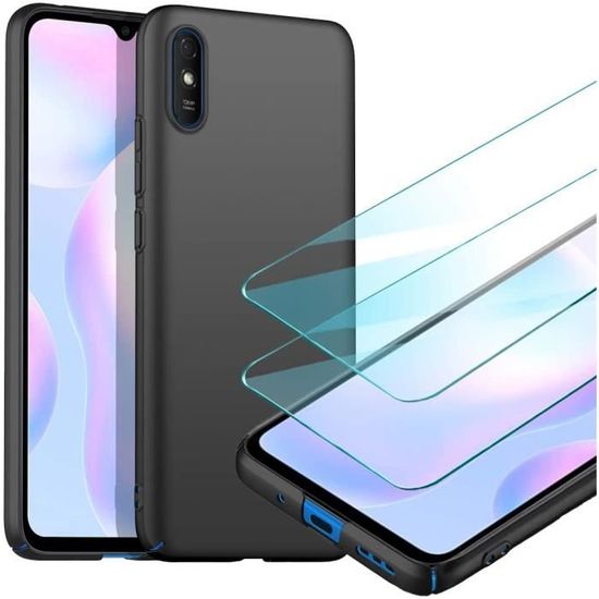 Coque Pour Xiaomi Redmi 9, 2 Pièces Verre Trempé + Transparent Housse Silicone TPU Souple Gel