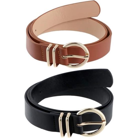 2 Ceinture Femme Ceinture avec Boucle Ronde 2.8cm Largeur Cuir Pu Ceinture Mode pour Jeans Pantalon Robe Dame Noir Marron Colored Cdiscount Pret a Porter