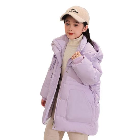 Manteau Hiver Fille Aromm - Doudoune Capuche Fourrure - Imperméable Chaud - Duvet Canard - Taille Moyenne Doudoune Capuche Fourrure Canard