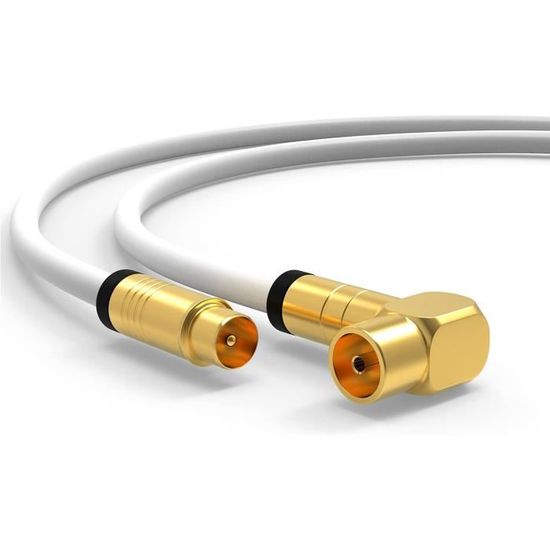Câble Antenne HDTV 14 M - Blindage 125dB, 75 Ohm, Mâle/femelle, Blanc