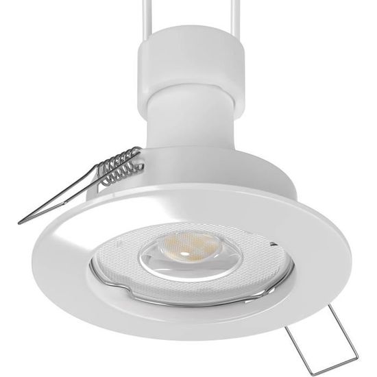 Lot De 6 Cadres D'Encastrement Ronds FERE - Blanc Mat - Pour Plafond LED - Acier - 8,1 Cm