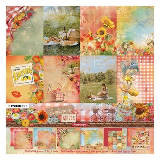 12 Feuilles Papier Scrapbooking Motif Amour - Cartes Saint-Valentin DIY - 15x15cm
