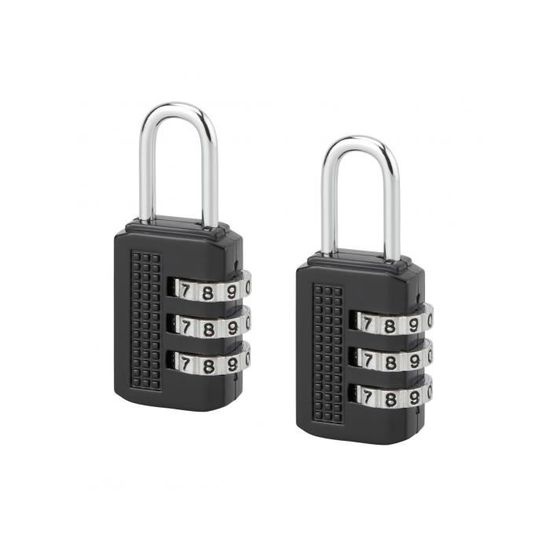 Master Lock Lot De 2 Cadenas Aluminium Vinyle Noir 141TLF - Clé Identique Pour Outils, Gym & Casiers