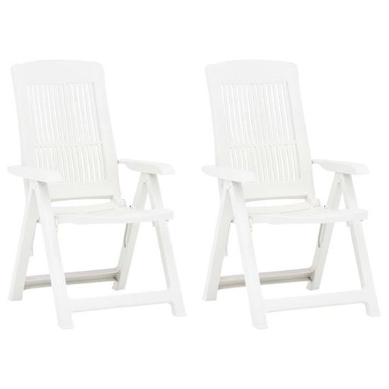 "Top" Chaises inclinables de jardin JILI - Fauteuil d'extérieur 2 pcs Plastique Blanc,13,7 Kg