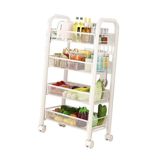Chariot De Rangement Roulant 5 étagères - Grande Capacité, Design Amovible Pour Maison, Bureau Ou école