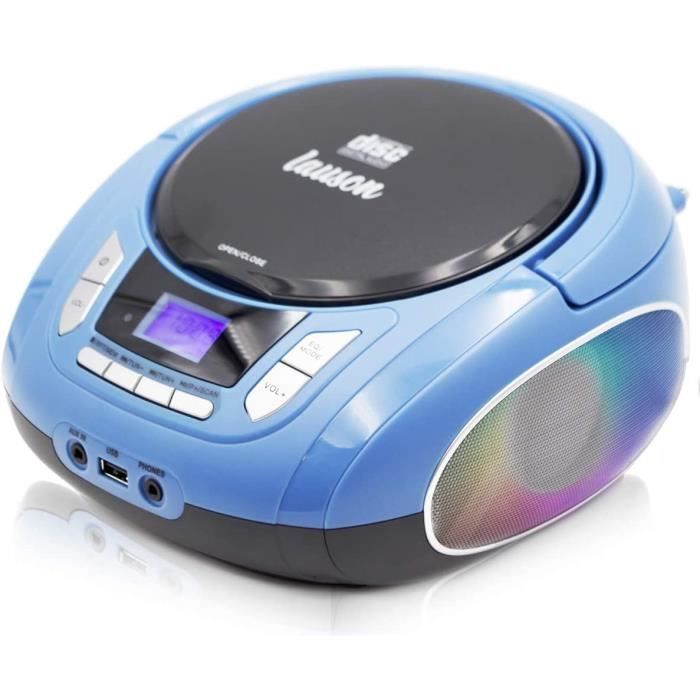 Radio Lecteur CD Portable avec Lumières LED Multicolores Radio FM écran LCD Lecteur USB pour