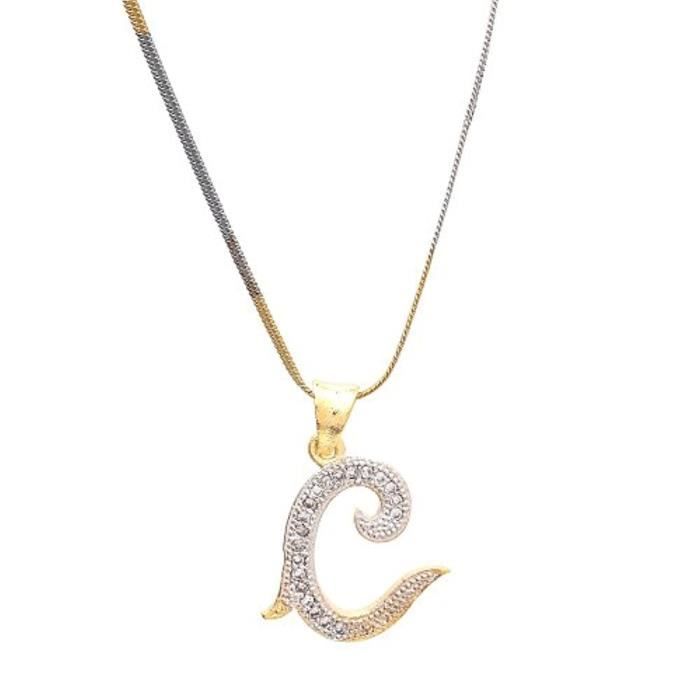 Chaine De Cou Vendue Seule LCN86 Pendentif en diamant américain lettre `` C '' plaqué or Alphabet médaillon pour et avec chaîne