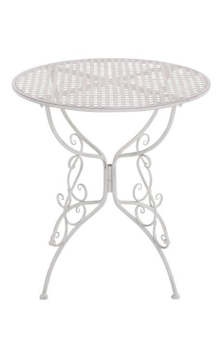 Table de jardin en fer forgé diamètre Ø 70 cm blanc vieilli MDJ10047