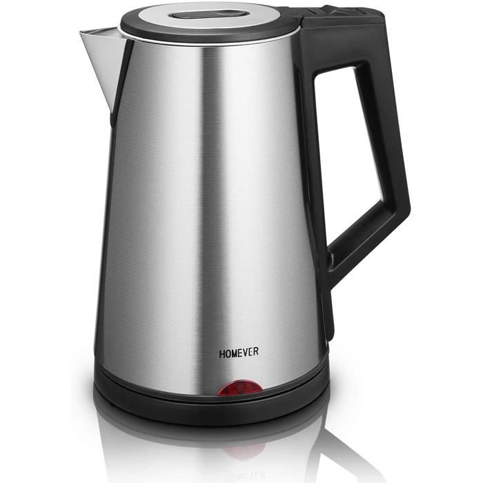 HOMEVER Bouilloire Électrique, INOX 1.7L Ébullition Rapide pour Le Thé, Acier Inoxydable,Arrêt Automatique, Bouilloire sans BPA, Pro
