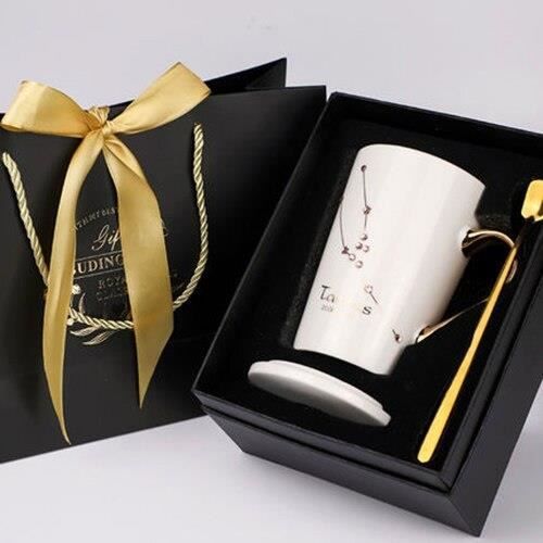 tasses,Tasses à café en céramique de 420ml,tasse à thème étoilé,boîte cadeau avec couvercle et cuillère,tasse à - Type White Taurus