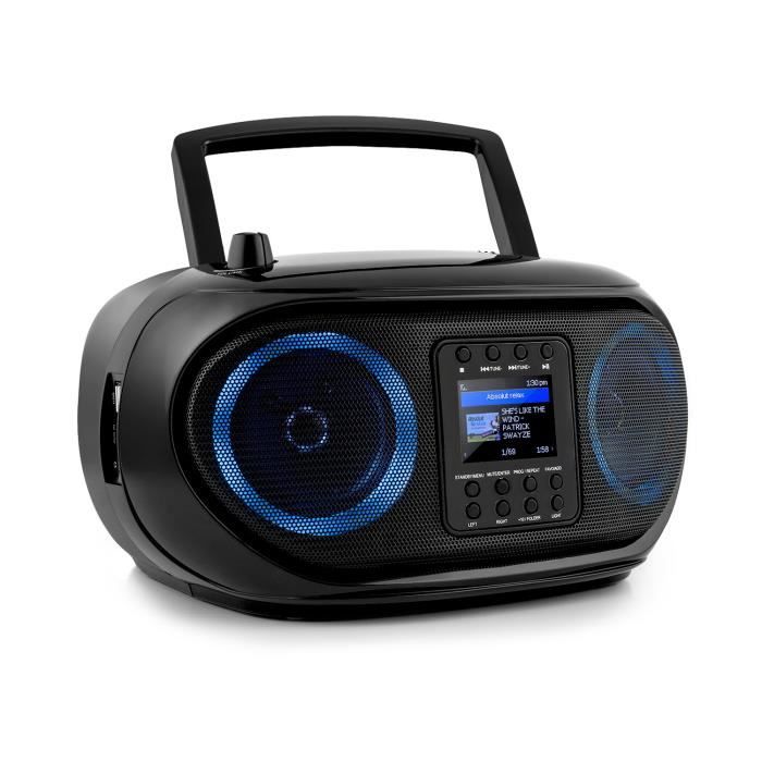 auna Roadie Smart Boombox Radio numérique DAB-DAB+ , FM & internet - Eclairage LED - WiFi - USB - Bluetooth - Noire
