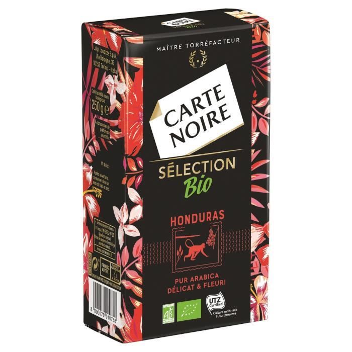 LOT DE 8 - CARTE NOIRE Café moulu Honduras bio - paquet de 250g