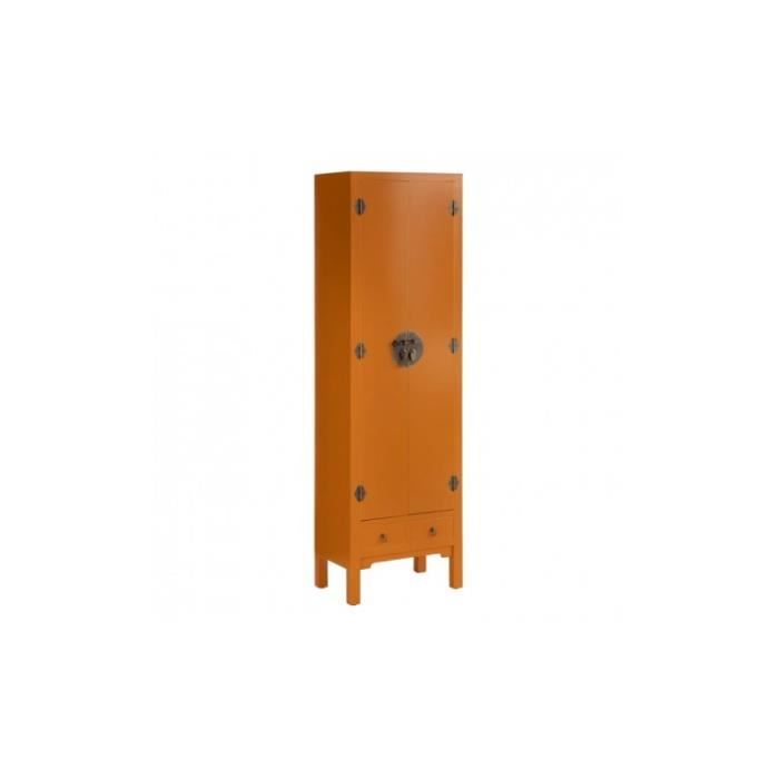 Armoire bois citrouille à motifs 2 tiroirs 2 portes métal ORIENTE