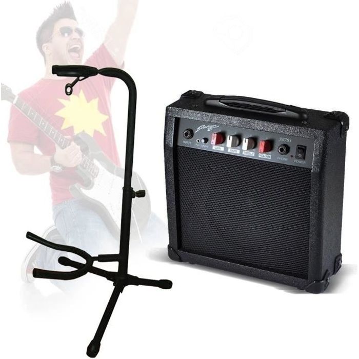 Pack guitariste en herbe - Amplificateur Noir guitare portatif + support réglable
