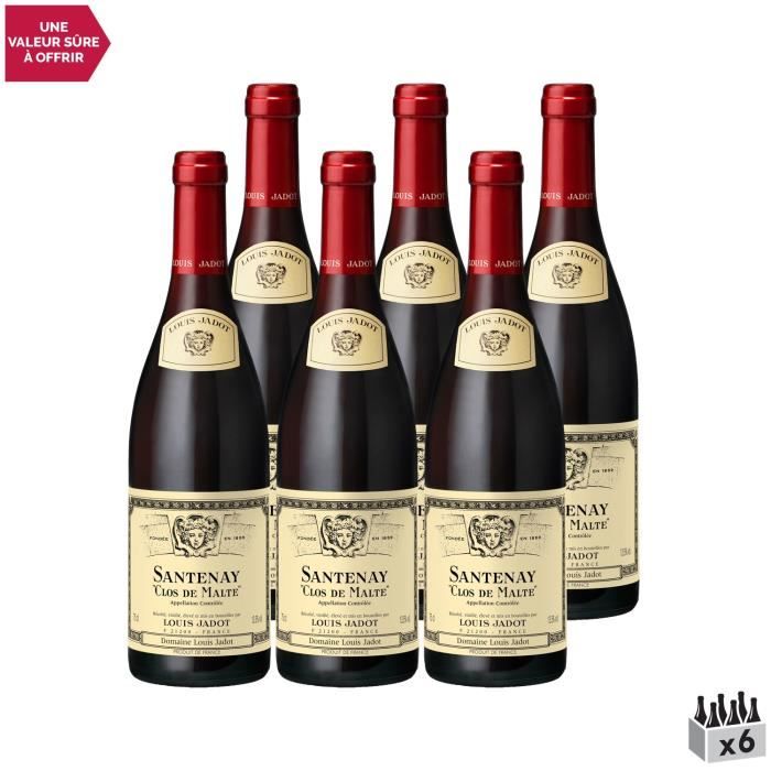 Santenay Clos de Malte Rouge 2016 - Lot de 6x75cl - Louis Jadot - Vin AOC Rouge de Bourgogne - Cépage Pinot Noir