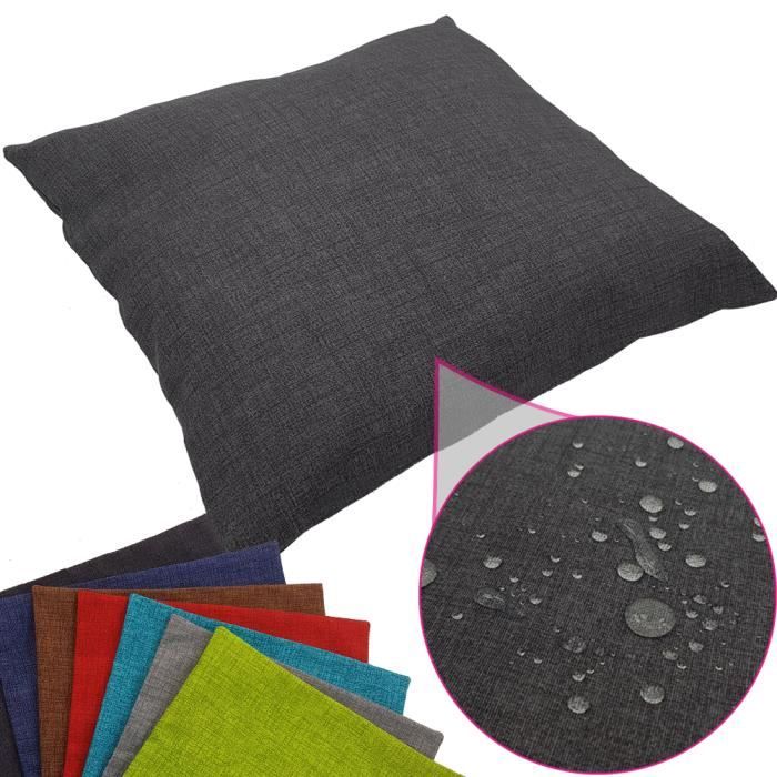 Coussin imperméable Tino 40 x 40 cm idéal pour extérieur de proheim - Coussin décoratif coloré résistant aux taches en anthracite
