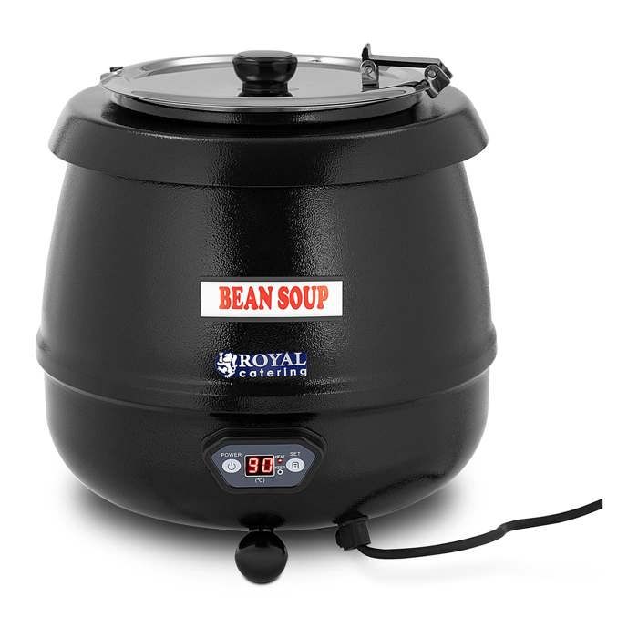 Soupière digitale électrique profesionnelle Affichage LCD 10L 400W 36x36x38cm 12 Niveaux de température Royal Catering RCST-9400D