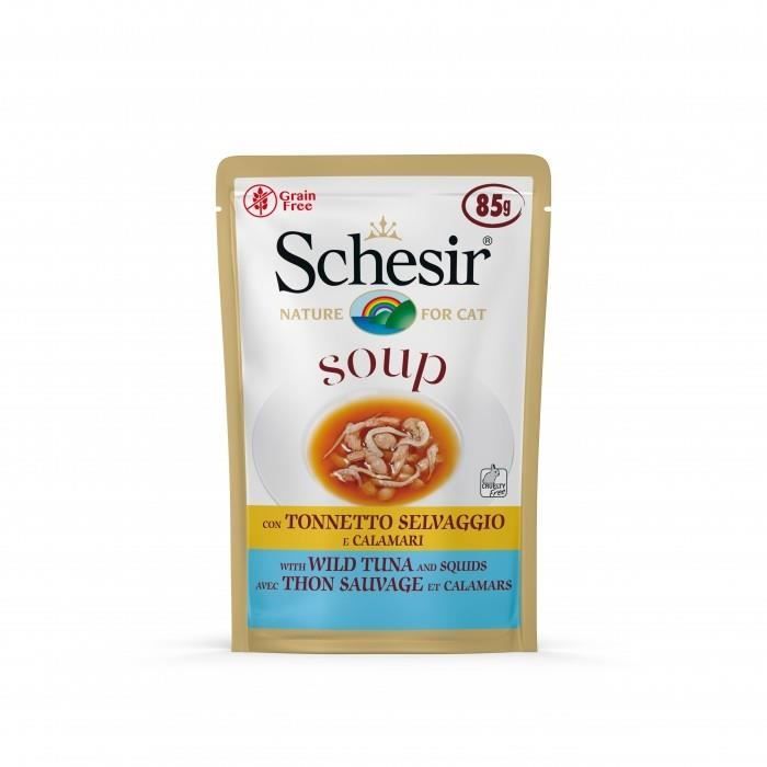 Schesir Soupe pour Chat au Thon Sauvage et Calamar .