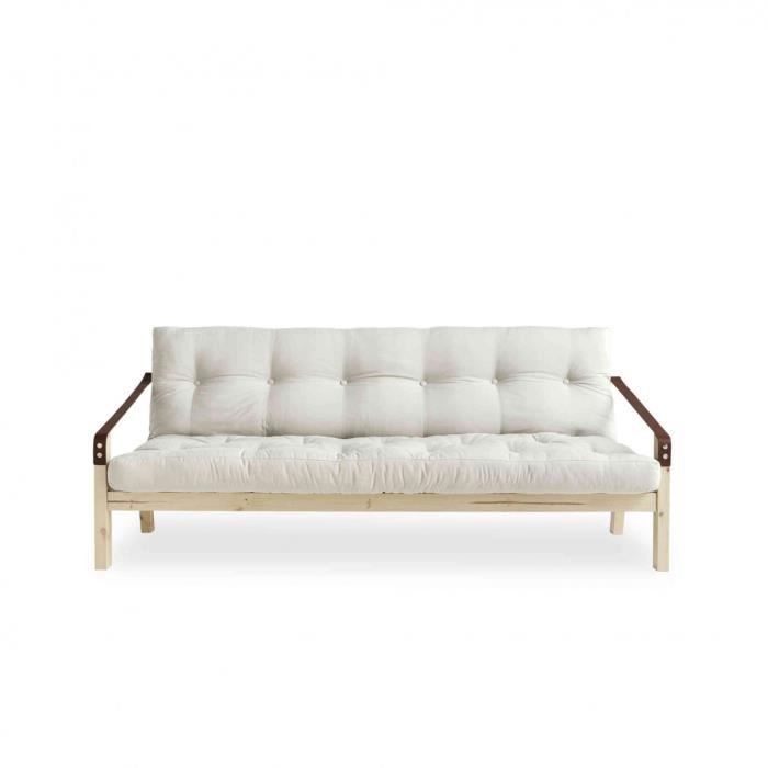 Banquette convertible en pin naturel avec matelas futon naturel