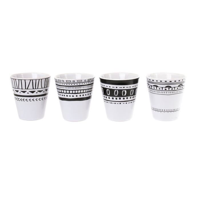 4 Tasses à expresso Ethnique - 70 ml - Blanc