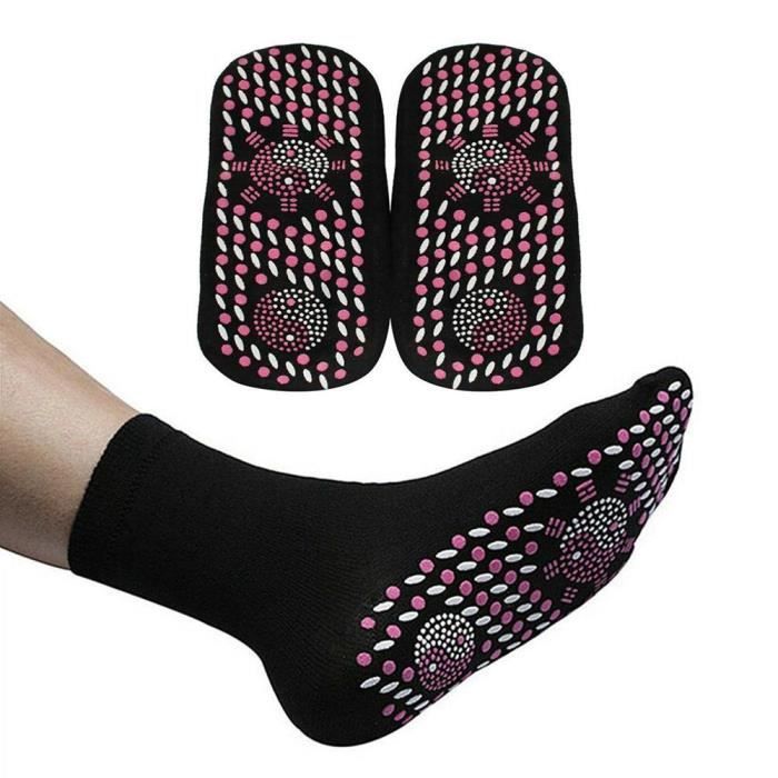 UMIWE 1 Paire Chaussettes thérapie magnétique pour santé Chaussettes auto-chauffantes Noir