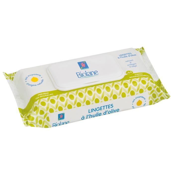 BIOLANE Lingettes bébé à l'huile d'olive x64