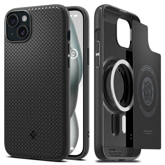 Coque téléphone - Spigen - Mag Armor MagFit - iPhone 15 Plus - Noir Mat - Protection militaire