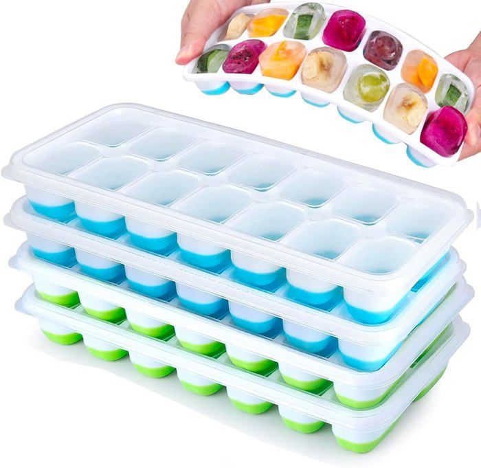 Bac à Glaçons Silicone 48 Cubes Avec Couvercle - Démoulage Facile, Portable - Pour Cocktails, Boissons, Congélation - 3