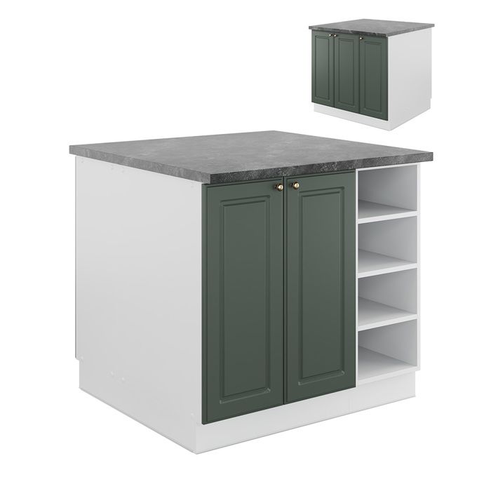 Vicco Cuisine Fame-Line, Chêne noir brillant/blanc, 300cm avec armoire