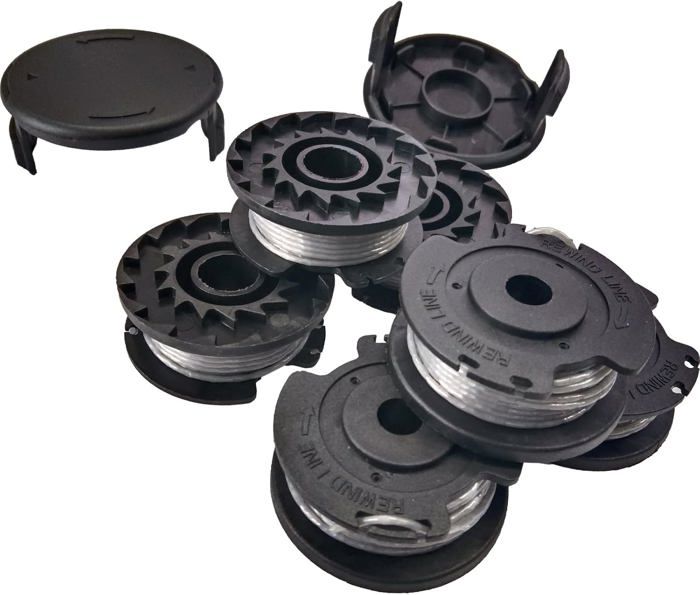 4 Bobines + Couvercle Pour Coupe-Bordures Bosch ART 23-28 / 2300 / Easy – Fil 1.65mm X 4.9m – Recharge Auto Compatible F016800569