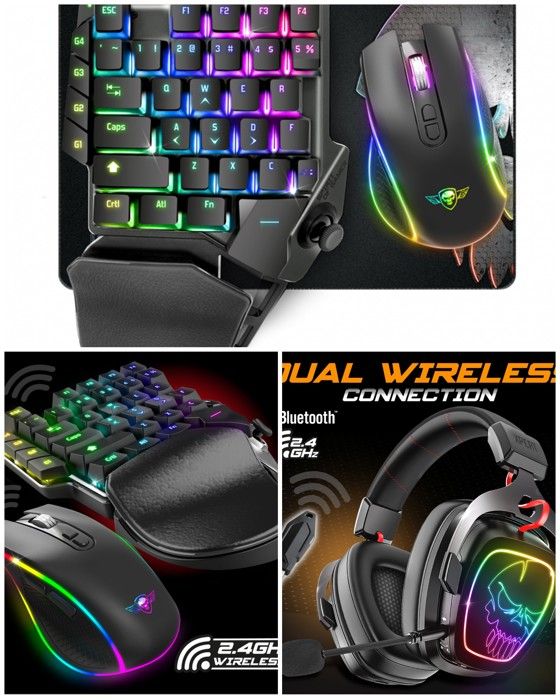 Pack Gamer 3 en 1 – XPERT – G1100 – Clavier sans fil RGB – Souris 4200DPI – Casque 7.1