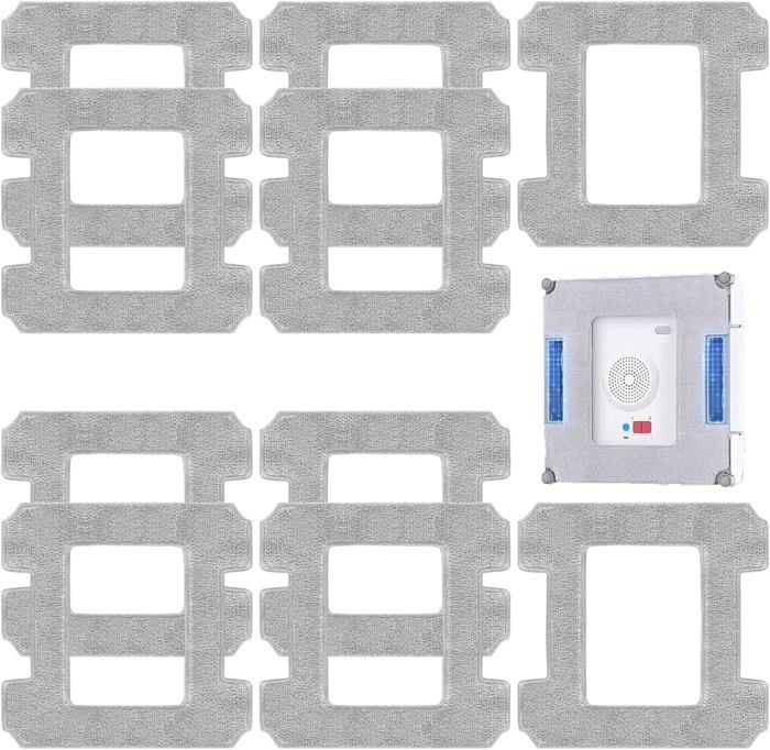 Lingettes Microfibre Pour Robot Lave-Vitre Ecovacs Winbot - Lot De 10, Lavables, Réutilisables