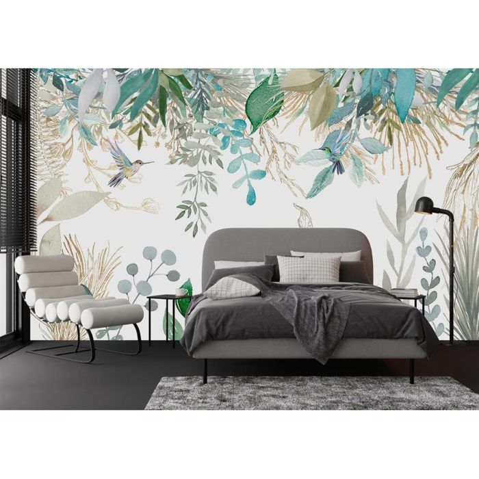Fresque Murale Papier Peint 3D Plantes Tropicales Feuilles Fond De ...