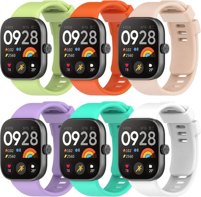 6 Pack Bracelet Montre Sport Compatible Avec Xiaomi Redmi Watch 5/Xiaomi Redmi Watch 4 /Xiaomi Mi Band 8 Pro En Silicone Soft Pour