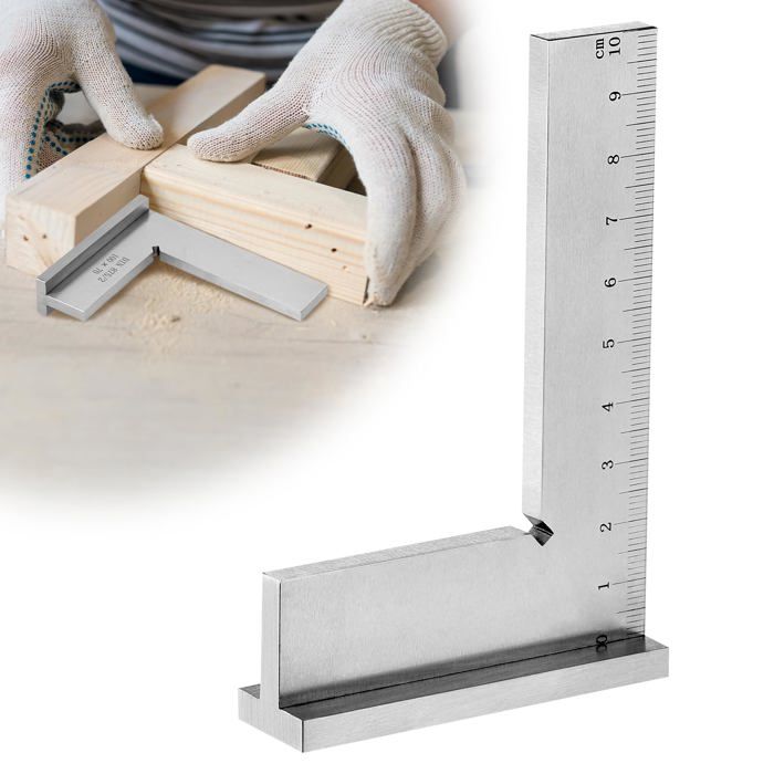 Équerre combinée menuisier 90° DIN875 – acier carbone 7×10,5 cm, base 5 ...