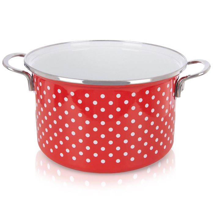 Casserole émaillée - ORION - Tecka - 22 cm - 4 l - Rouge avec pois blancs - Tous feux dont induction - Lave-vaisselle Casserole émaillée - ORION - Tecka - 22 cm - 4 l - Rouge avec pois blancs - Tous feux dont induction - Lave-vaisselle